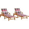 MAISON EXCLUSIVE - Chaises longues lot de 2 avec coussins bois d'acacia solide