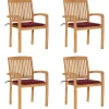 MAISON EXCLUSIVE - Chaises de jardin empilables avec coussins lot de 4 teck solide