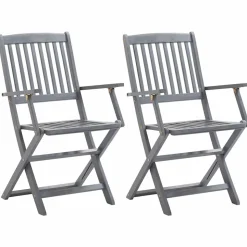 MAISON EXCLUSIVE - Chaises pliables d'extérieur lot de 2 et coussins bois d'acacia