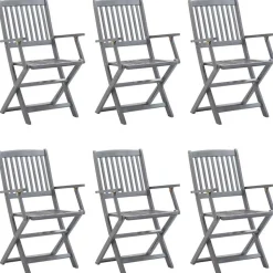 MAISON EXCLUSIVE - Chaises pliables d'extérieur lot de 6 et coussins bois d'acacia