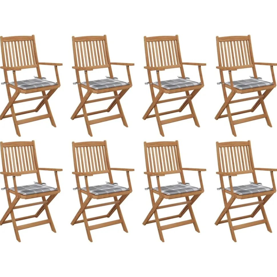 MAISON EXCLUSIVE - Chaises pliables d'extérieur et coussins lot de 8 bois d'acacia