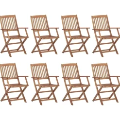 MAISON EXCLUSIVE - Chaises pliables d'extérieur et coussins lot de 8 bois d'acacia