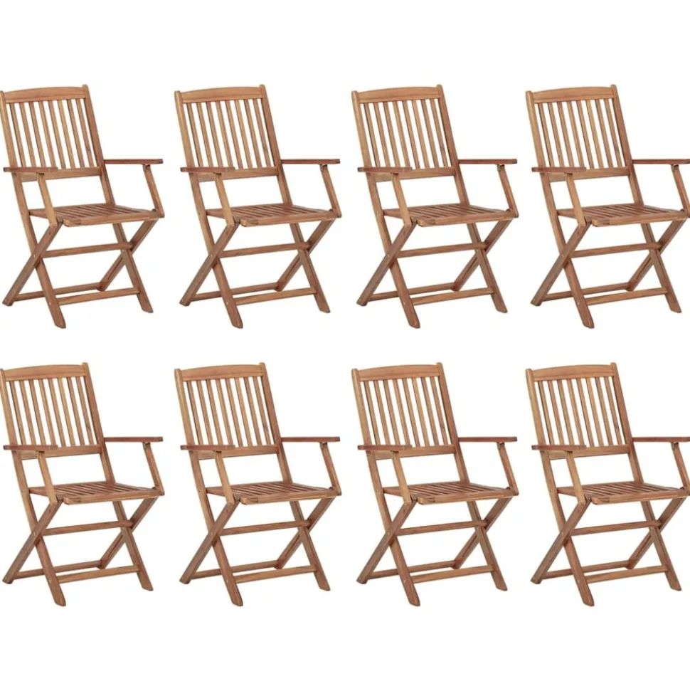 MAISON EXCLUSIVE - Chaises pliables d'extérieur et coussins lot de 8 bois d'acacia