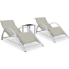 MAISON EXCLUSIVE - Chaises longues lot de 2 avec table aluminium crème