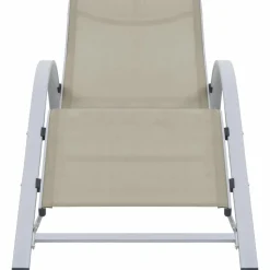 MAISON EXCLUSIVE - Chaises longues lot de 2 avec table aluminium crème