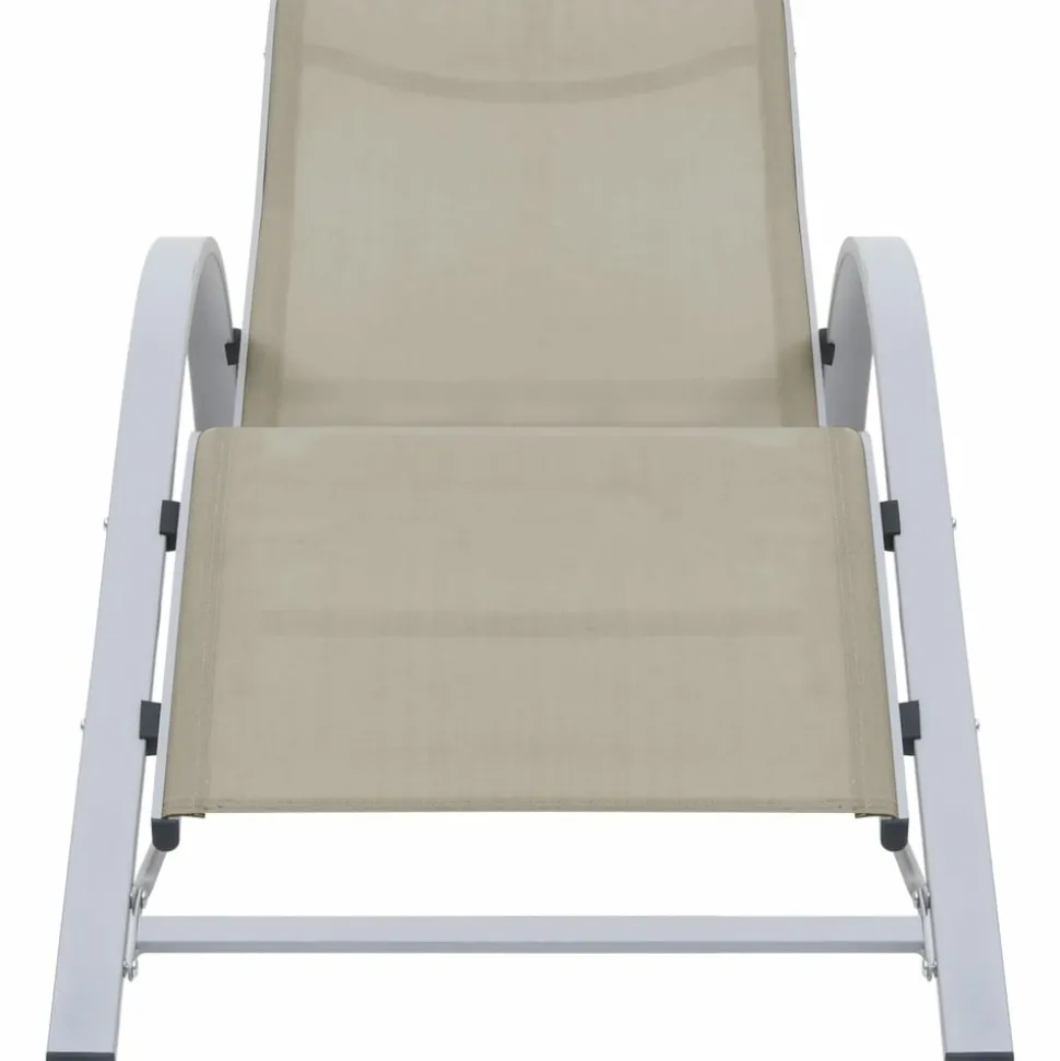 MAISON EXCLUSIVE - Chaises longues lot de 2 avec table aluminium crème