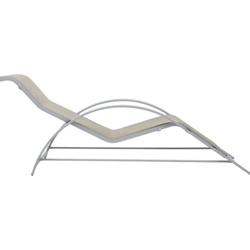 MAISON EXCLUSIVE - Chaises longues lot de 2 avec table aluminium crème