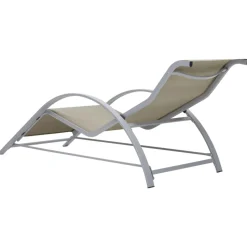 MAISON EXCLUSIVE - Chaises longues lot de 2 avec table aluminium crème