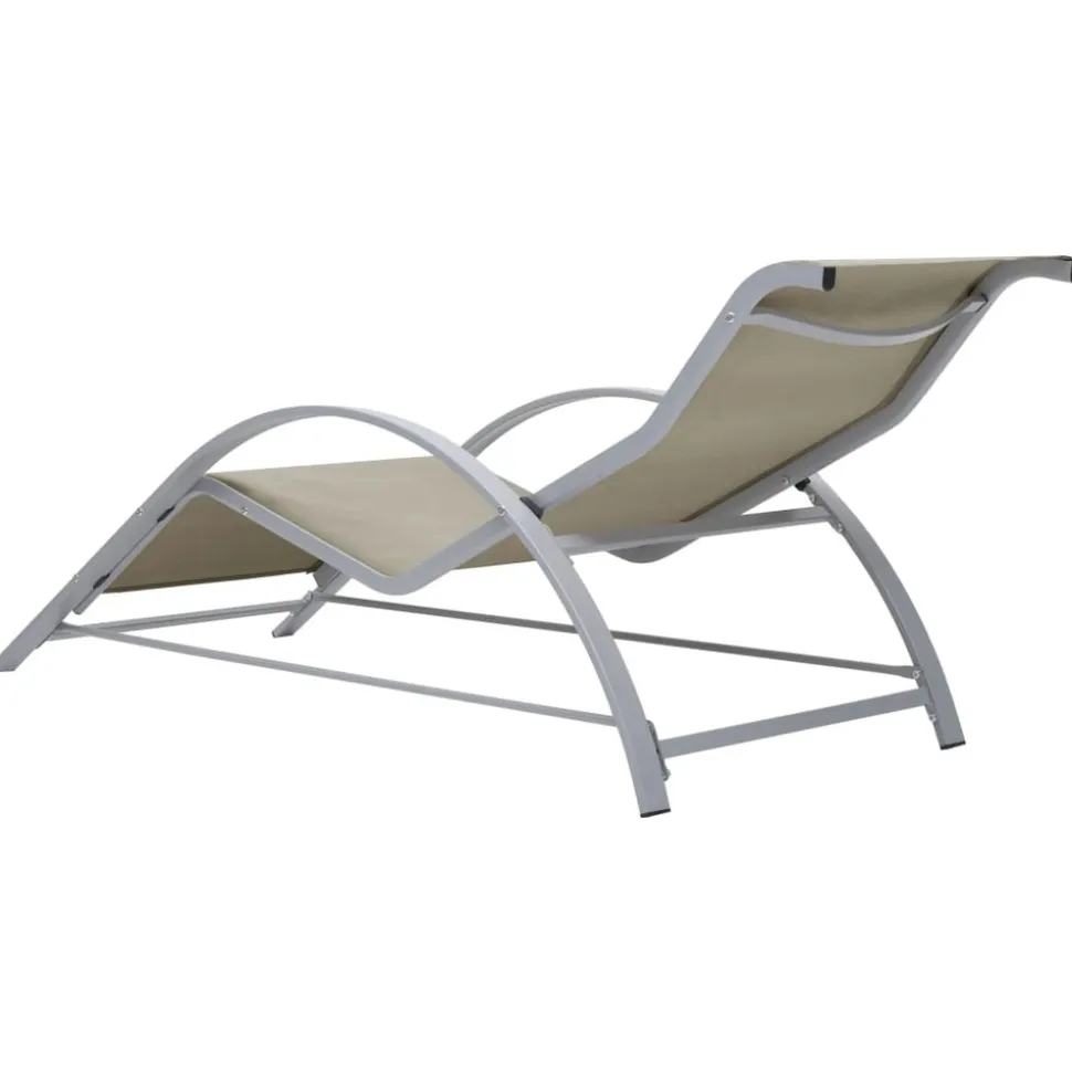 MAISON EXCLUSIVE - Chaises longues lot de 2 avec table aluminium crème