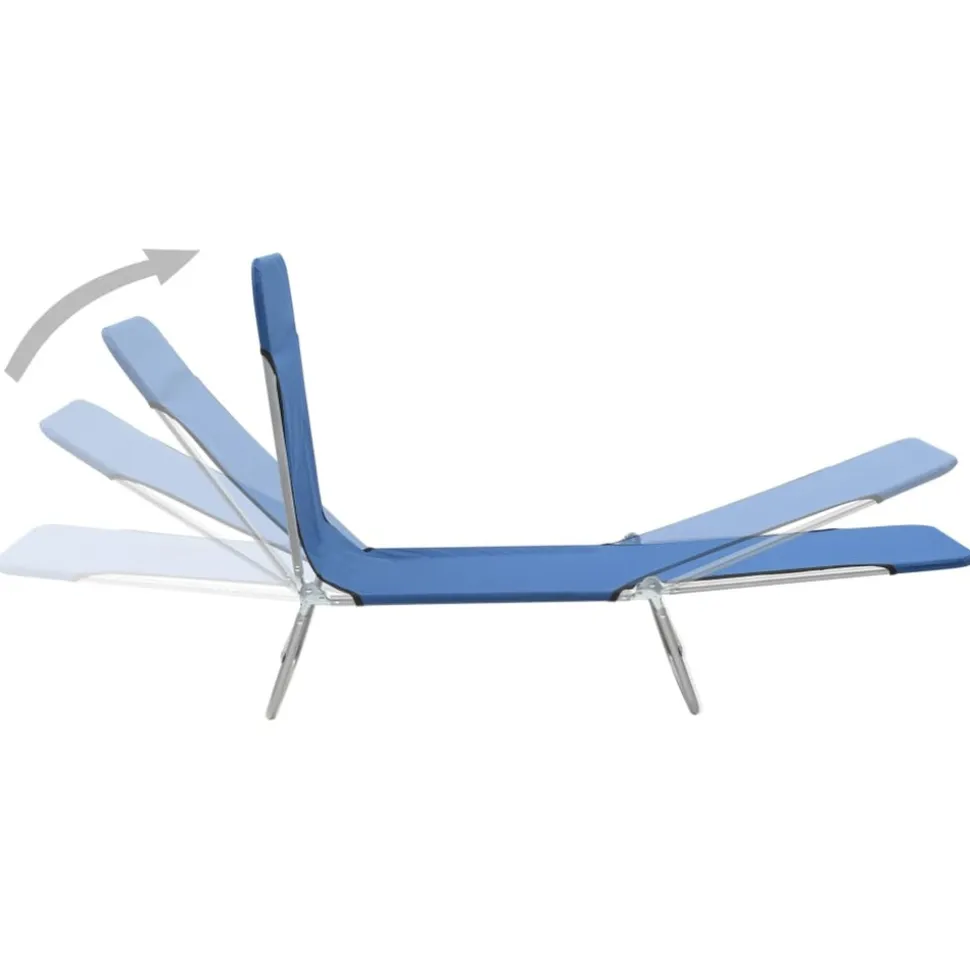 MAISON EXCLUSIVE - Chaises longues pliables lot de 2 acier et tissu bleu