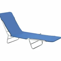 MAISON EXCLUSIVE - Chaises longues pliables lot de 2 acier et tissu bleu