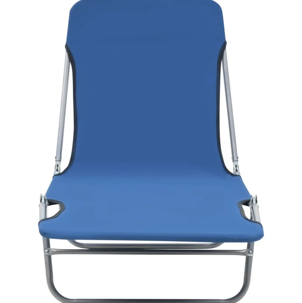 MAISON EXCLUSIVE - Chaises longues pliables lot de 2 acier et tissu bleu