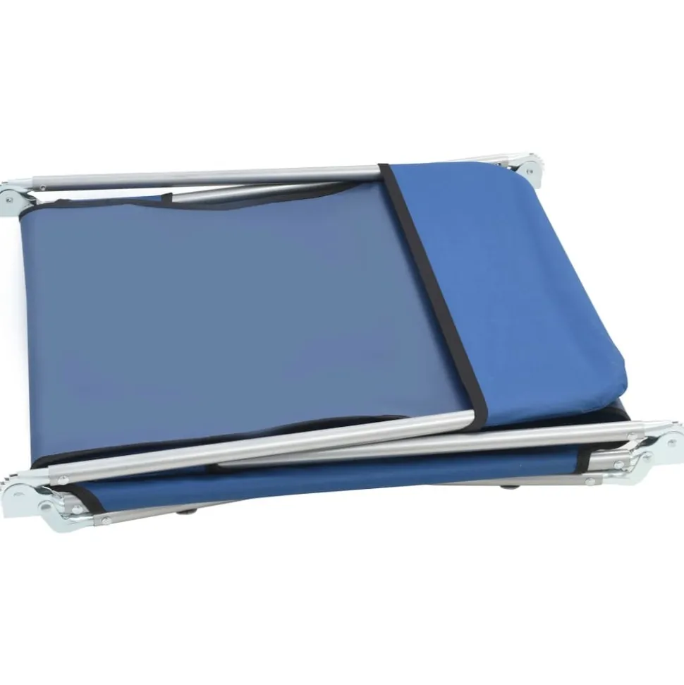 MAISON EXCLUSIVE - Chaises longues pliables lot de 2 acier et tissu bleu