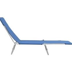 MAISON EXCLUSIVE - Chaises longues pliables lot de 2 acier et tissu bleu