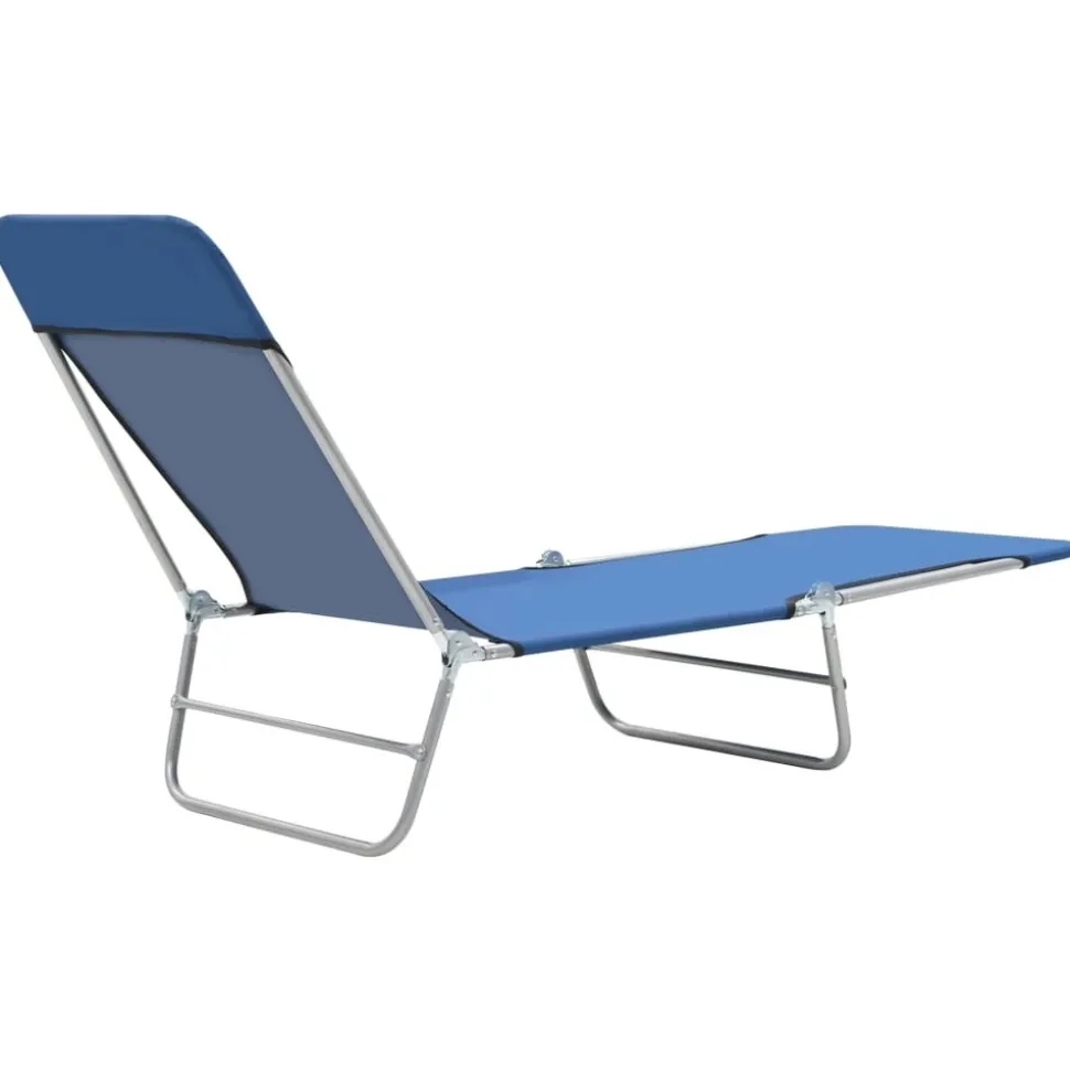 MAISON EXCLUSIVE - Chaises longues pliables lot de 2 acier et tissu bleu