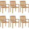 MAISON EXCLUSIVE - Chaises de jardin empilables 6 pcs bois de teck solide