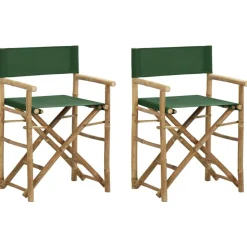 MAISON EXCLUSIVE - Chaises pliables de directeur lot de 2 vert bambou et tissu