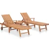 MAISON EXCLUSIVE - Chaises longues lot de 2 avec table bois de teck solide