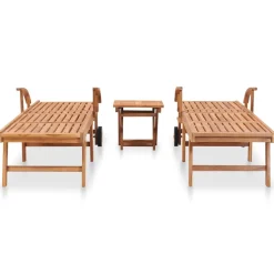MAISON EXCLUSIVE - Chaises longues lot de 2 avec table bois de teck solide