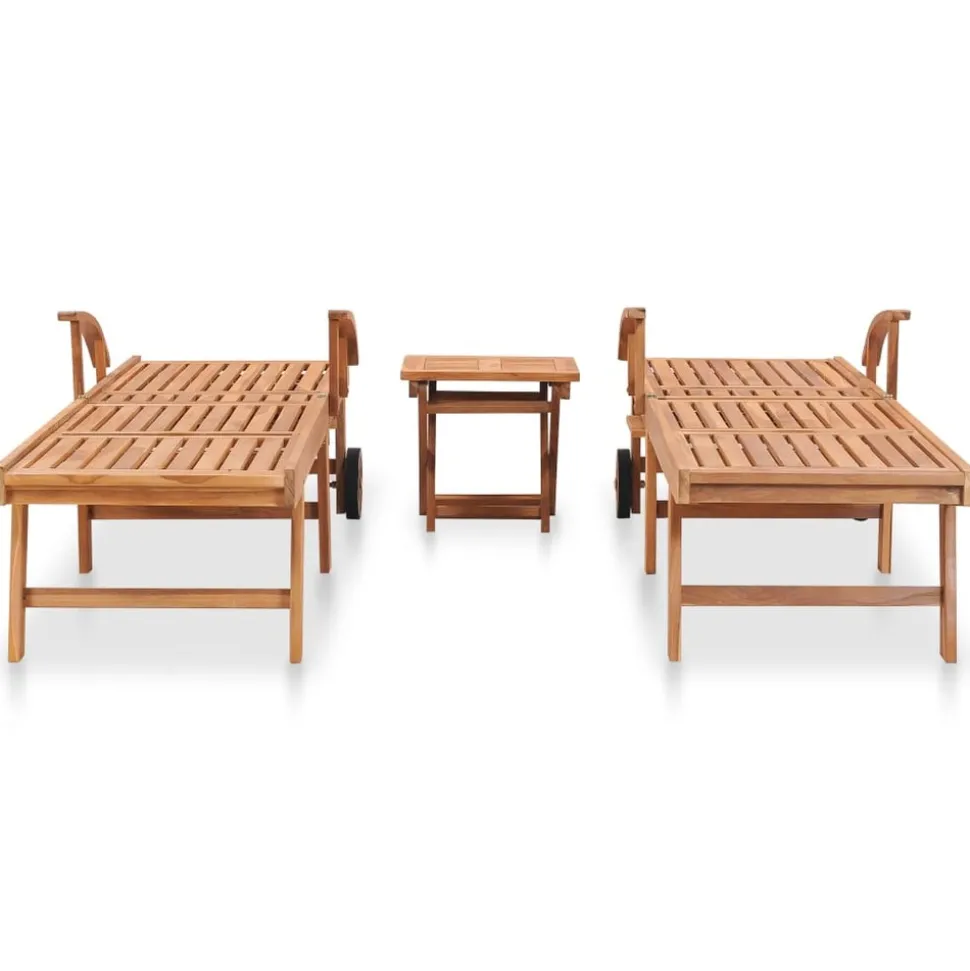 MAISON EXCLUSIVE - Chaises longues lot de 2 avec table bois de teck solide