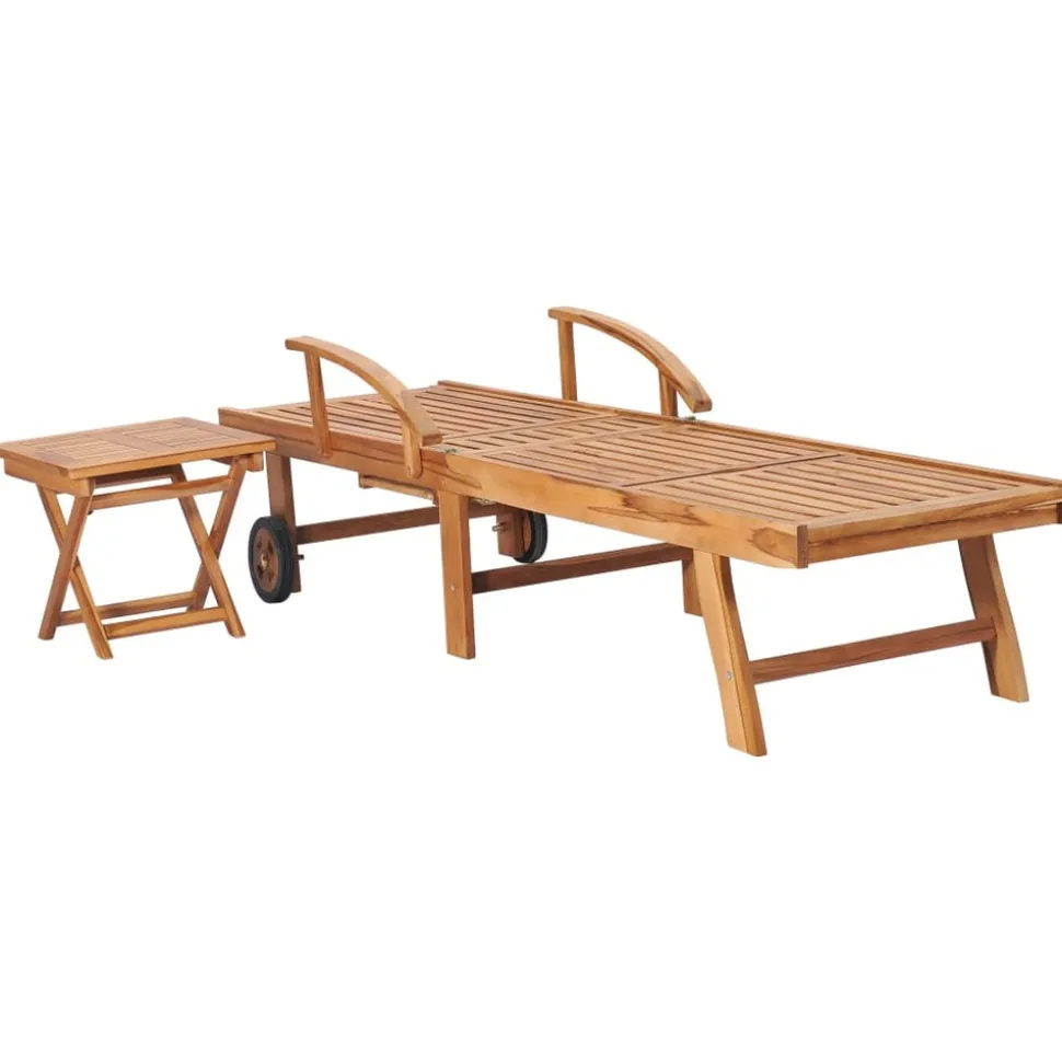 MAISON EXCLUSIVE - Chaises longues lot de 2 avec table bois de teck solide