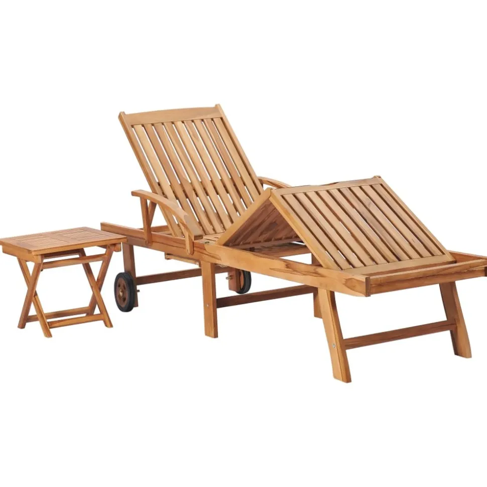MAISON EXCLUSIVE - Chaises longues lot de 2 avec table bois de teck solide