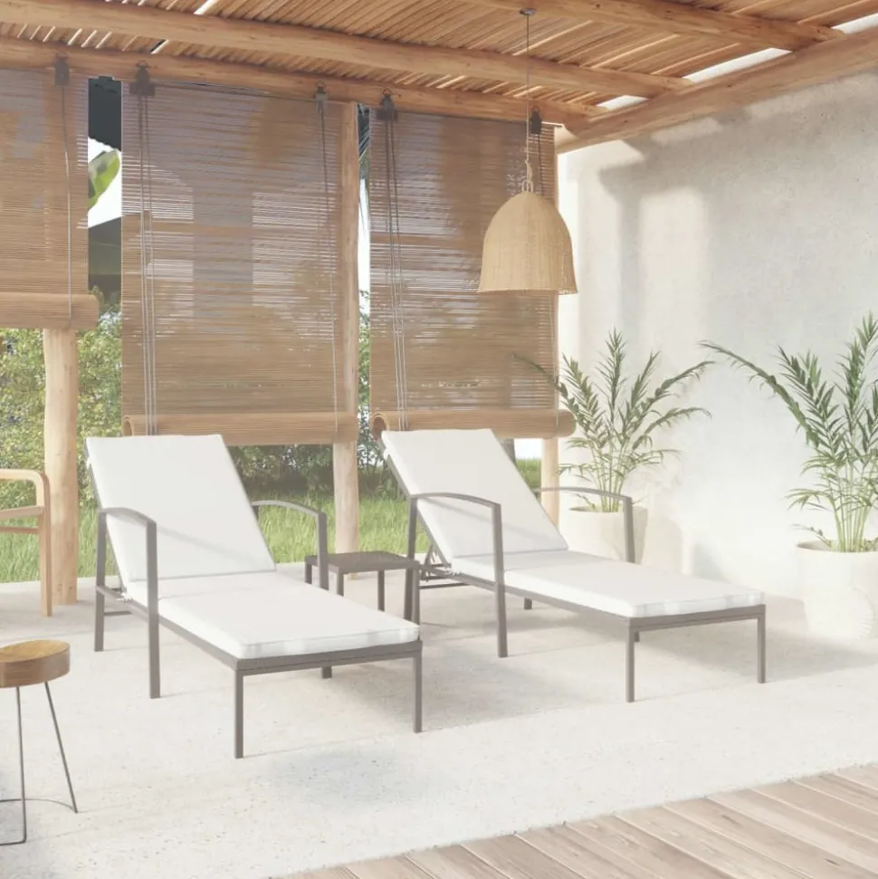 MAISON EXCLUSIVE - Chaises longues lot de 2 avec table résine tressée noir