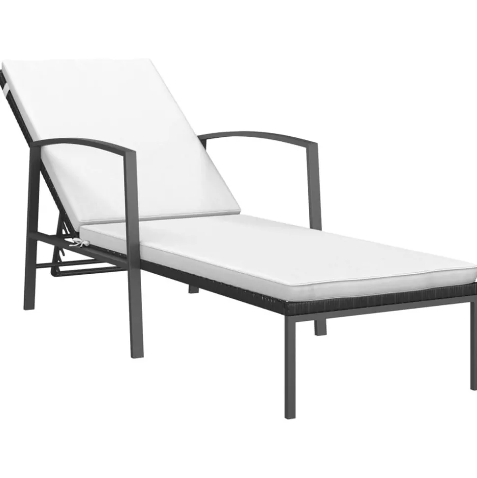 MAISON EXCLUSIVE - Chaises longues lot de 2 avec table résine tressée noir