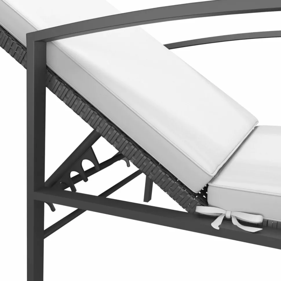 MAISON EXCLUSIVE - Chaises longues lot de 2 avec table résine tressée noir