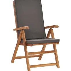 MAISON EXCLUSIVE - Chaises inclinables lot de 2 avec coussins teck solide gris