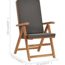 MAISON EXCLUSIVE - Chaises inclinables lot de 2 avec coussins teck solide gris