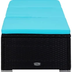 MAISON EXCLUSIVE - Chaises longues de jardin table à thé 3 pcs résine tressée noir