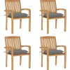 MAISON EXCLUSIVE - Chaises de jardin empilables avec coussins lot de 4 teck solide