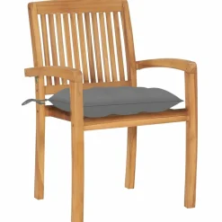 MAISON EXCLUSIVE - Chaises de jardin empilables avec coussins lot de 4 teck solide