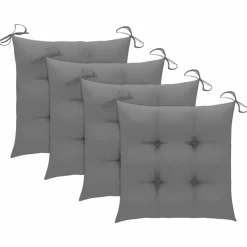 MAISON EXCLUSIVE - Chaises de jardin empilables avec coussins lot de 4 teck solide