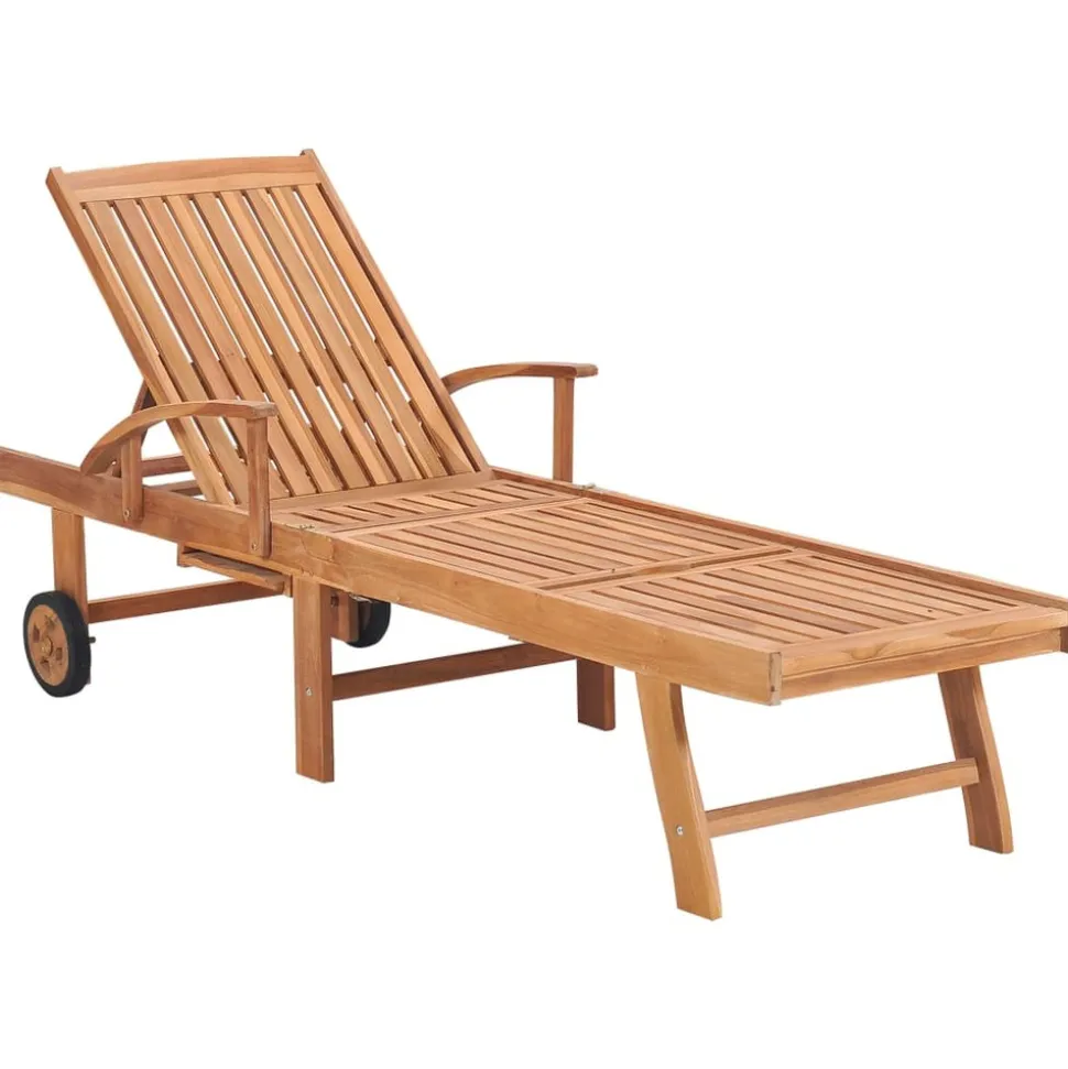 MAISON EXCLUSIVE - Chaises longues lot de 2 et coussin rouge bordeaux teck solide