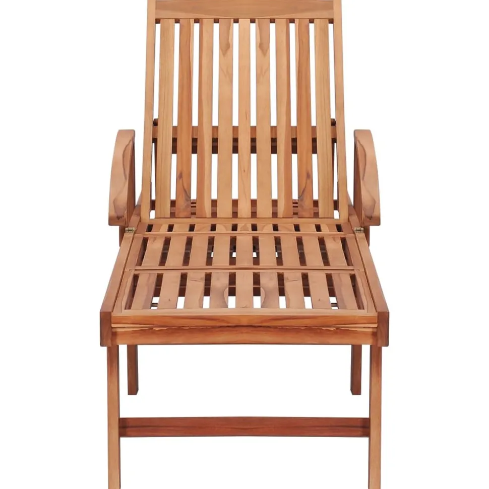 MAISON EXCLUSIVE - Chaises longues lot de 2 et coussin rouge bordeaux teck solide