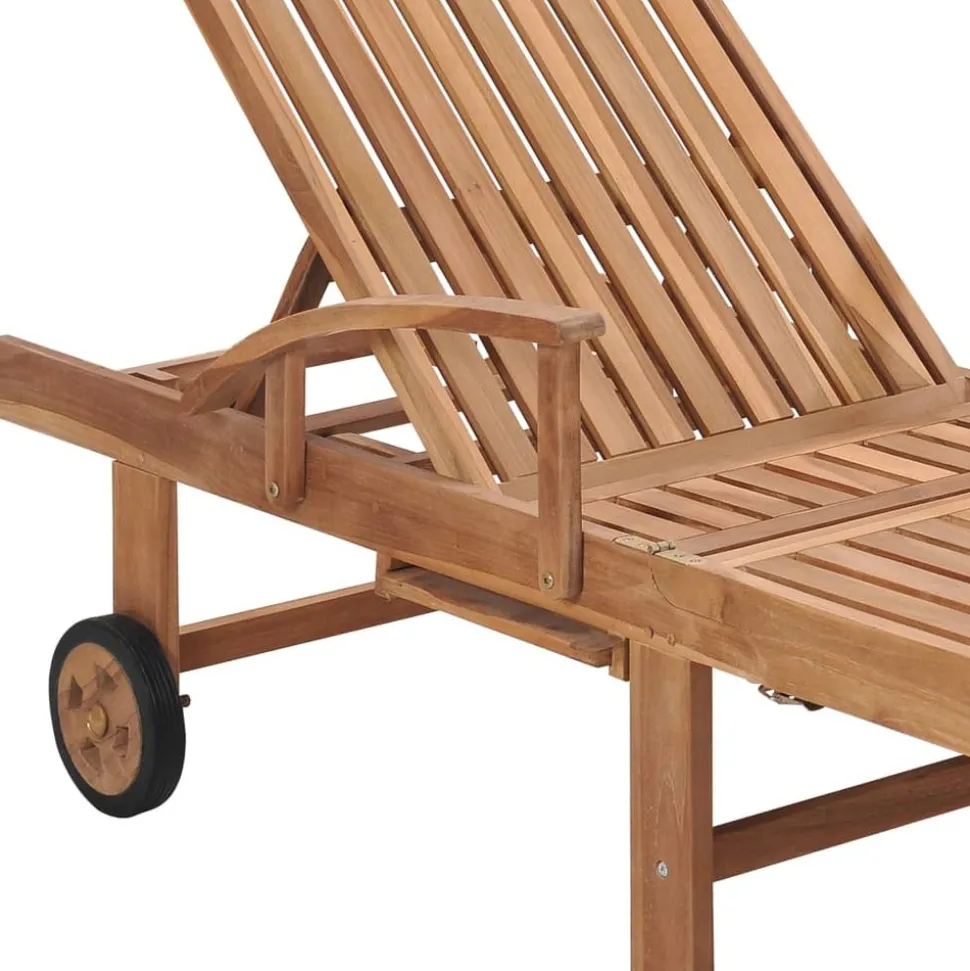 MAISON EXCLUSIVE - Chaises longues lot de 2 et coussin rouge bordeaux teck solide