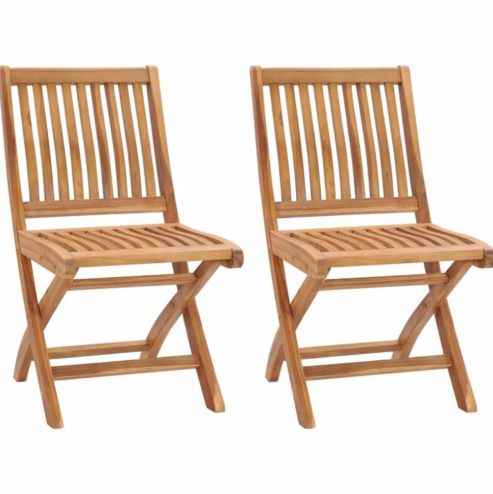 MAISON EXCLUSIVE - Chaises de jardin pliables lot de 2 bois de teck massif