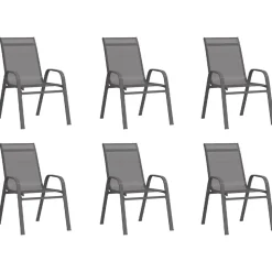 MAISON EXCLUSIVE - Chaises empilables de jardin lot de 6 gris tissu textilène