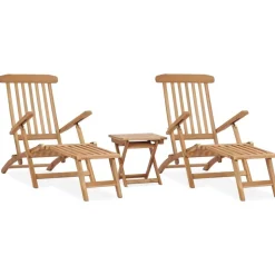 MAISON EXCLUSIVE - Chaises longues de jardin et repose-pied et table bois de teck