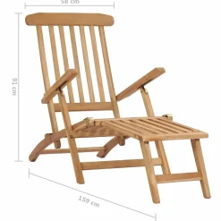 MAISON EXCLUSIVE - Chaises longues de jardin et repose-pied et table bois de teck