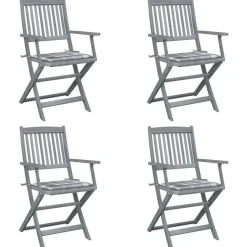 MAISON EXCLUSIVE - Chaises pliables d'extérieur lot de 4 et coussins bois d'acacia