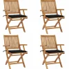 MAISON EXCLUSIVE - Chaises pliables de jardin avec coussins lot de 4 teck solide