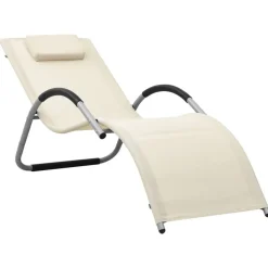 MAISON EXCLUSIVE - Chaises longues textilène lot de 2 crème et gris