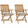 MAISON EXCLUSIVE - Chaises de jardin lot de 2 avec coussins à carreaux gris teck