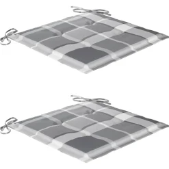 MAISON EXCLUSIVE - Chaises de jardin lot de 2 avec coussins à carreaux gris teck