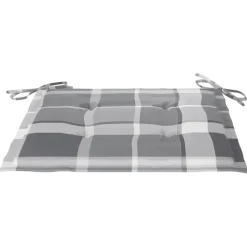 MAISON EXCLUSIVE - Chaises de jardin lot de 2 avec coussins à carreaux gris teck