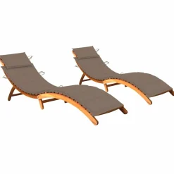 MAISON EXCLUSIVE - Chaises longues lot de 2 avec coussins bois d'acacia solide