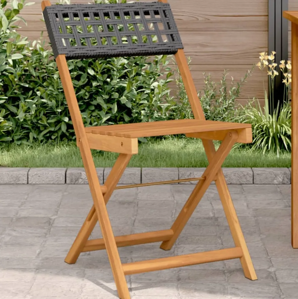 MAISON EXCLUSIVE - Chaises de bistrot lot de 2 noir bois massif d'acacia et rotin